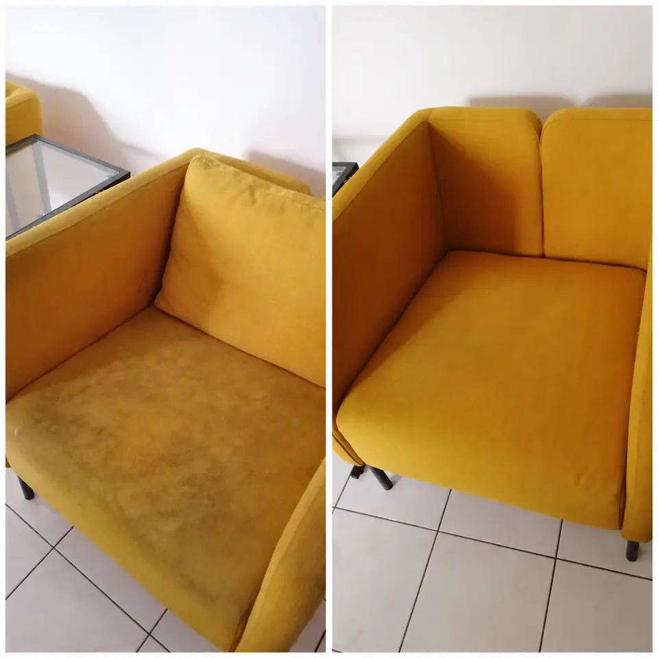 Cuci sofa fabrik VEKIUM sebelum dan selepas di KL dan Selangor — gambar 1