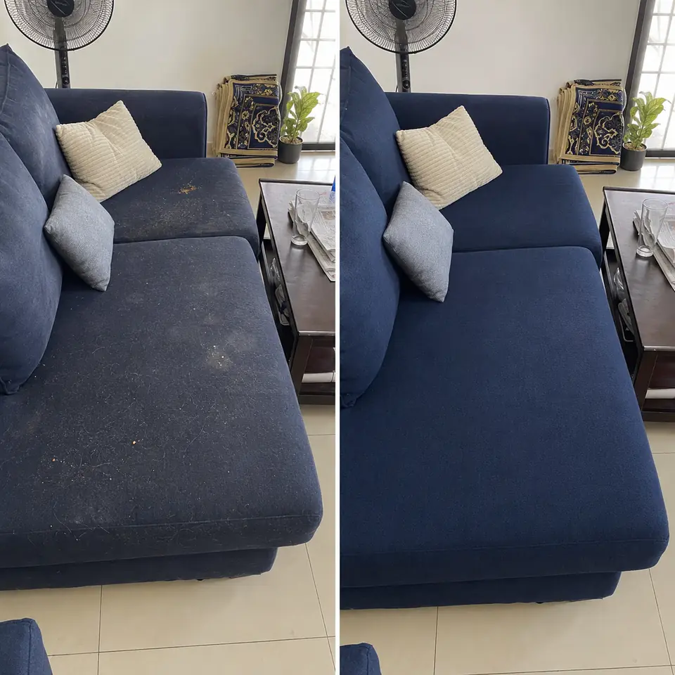 Cuci sofa fabrik VEKIUM sebelum dan selepas di KL dan Selangor — gambar 5